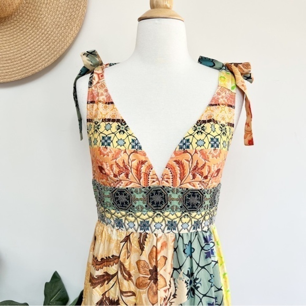💋Anthropologie Geisha Design Rosalinda Patchwork Maxi dress size XS - Picture 6 of 12